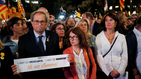 El president de la Generalitat, Quim Torra, en las concentraciones convocadas con motivo del primer aniversario del ingreso en prisión de los políticos independentistas presos. REUTERS/Albert Gea