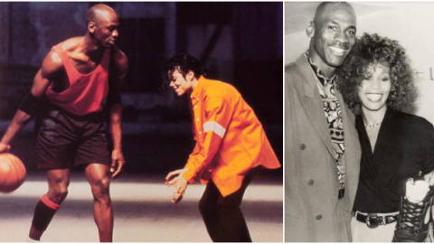 Michael Jordan y Michael Jackson (izquierda) y el jugador de Chicago Bulls y Whitney Houston.