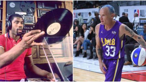 Magic Johnson y Flea, bajista de Red Hot Chili Peppers.