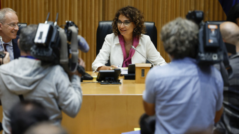 La ministra de Hacienda, María Jesús Montero, durante la presentación de los Presupuestos 2023 en el Congreso de los Diputados. EFE/Chema Moya