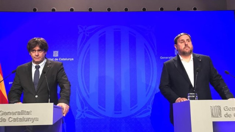 Carles Puigdemont y Oriol Junqueras. Europa Press