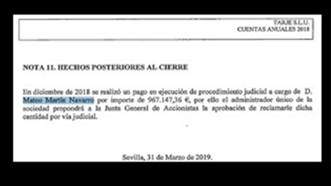 Extracto de las cuentas depositadas en el registro mercantil para el ejercicio 2018 de la empresa TARJE S.L.U.