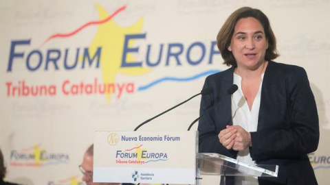 L'alcaldessa de Barcelona i candidata a la reelecció per Barcelona en Comú, Ada Colau, durant un esmorzar informatiu del Fòrum Europa Tribuna Catalunya. EFE/Quique García