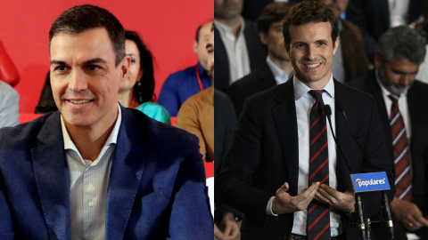 El presidente del PSOE, Pedro Sánchez, y el presidente de PP, Pablo Casado | EFE