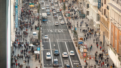 Una imagen reciente del nuevo estado de la Gran Vía tras la reforma.-EFE