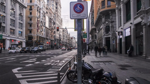 Antigua anchura de la acera de Gran Vía, en una imagen de 2016.- EFE