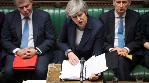 May, durante el debate en el Parlamento británico este miércoles. REUTERS