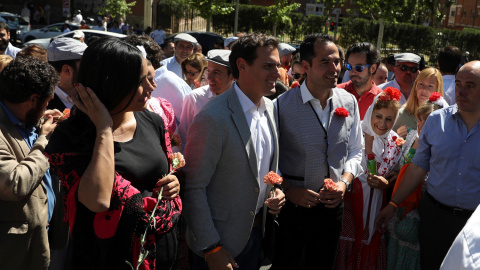 15/5/2019 La candidata la alcaldía de Madrid Begoña Villacís, el candidato a la presidencia de la Comunidad de Madrid Ángel Aguado y el presidente de Ciudadanos Albert Rivera.- EFE