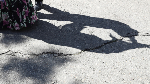 15/5/2019 Sombra que proyecta una pareja mientras baila un chotis, baile típico de Madrid.- EFE