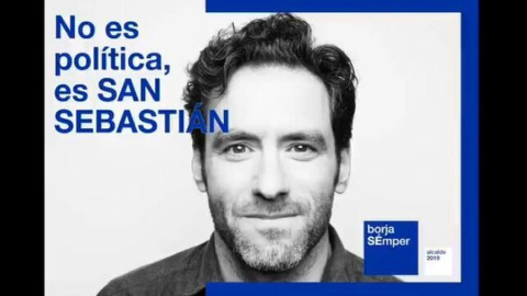 El cartel electoral de Borja Sémper, candidato del PP a la alcaldía de Donosti