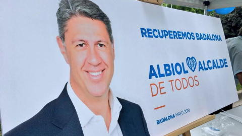 El cartel electoral de Xabier García Albiol, candidato del PP a la alcaldía de Badalona.