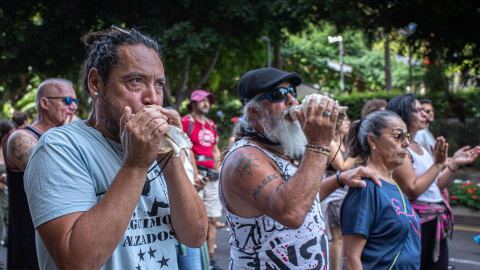 Manifestación celebrada este sábado en Tenerife para 'Salvar Canarias'.