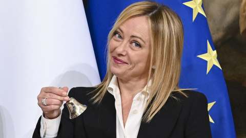 La primera ministra de Italia, Giorgia Meloni, en el Palacio Chigi, en Roma.