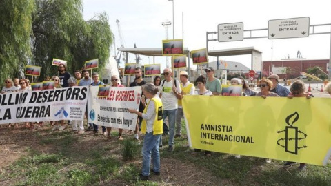 Protesta contra barco saudí