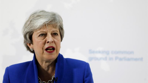 La primera ministra del Reino Unido, Theresa May, participa en un discurso en Londres. EFE