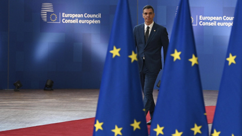 El presidente del Gobierno, Pedro Sánchez, antes de participar este miércoles en la cena de trabajo del Consejo Europeo.