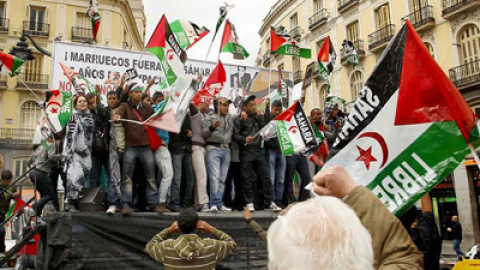 Manifestación en la Puerta del Sol de Madrid por la autodeterminación del Sáhara.