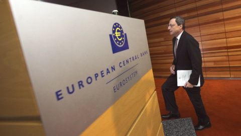 El presidente del BCE, Mario Draghi, antes de una rueda de prensa en Fráncfort. AFP