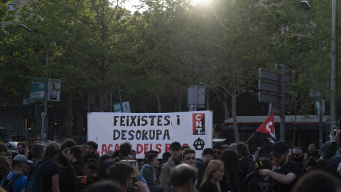 Una manifestación por la vivienda en Barcelona del  colectivo antifascista CSO La Ruïna, a 23 de mayo de 2023 (Archivo).