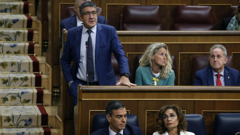 El portavoz del PSOE, Patxi López interviene durante el pleno del Congreso. a 22 ed mayode 2024.