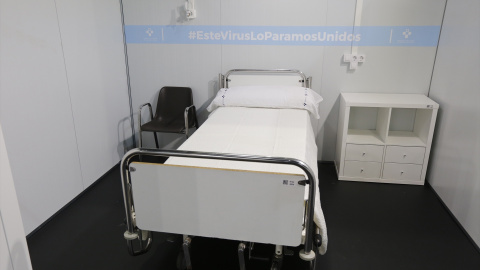 Foto de archivo de una cama del hospital provisional montado en Gijón, Asturias, durante la pandemia de la covid-19, a 11 de noviembre de 2020.