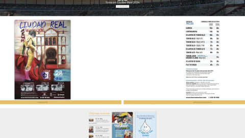 19/06/2024 Captura de la web de 'Tauroemoción', que incluye el báner de la campaña de la Diputación de Ciudad Real abajo a la derecha.