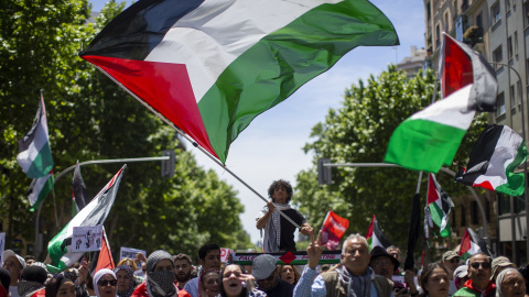 Manifestación en apoyo al pueblo palestino celebrada en Madrid.