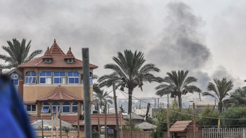 28 de junio de 2024. Humo causado de un ataque aéreo israelí en Rafah el viernes 28 de junio.