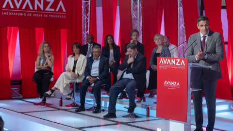 El presidente del Gobierno y secretario general del PSOE, Pedro Sánchez, en el acto de presentación de la Fundación Avanza celebrado este miércoles en Madrid.