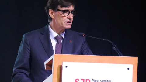 El president de la Generalitat, Salvador Illa, en la seva intervenció en la VIII Jornada de la Xarxa de Salut Mental, al Parc Sanitari Sant Joan de Déu