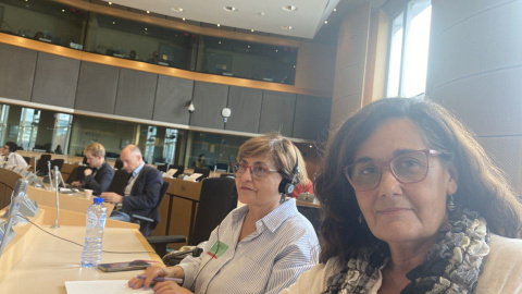 Carmen López y María Jesús Valero en el Parlamento Europeo