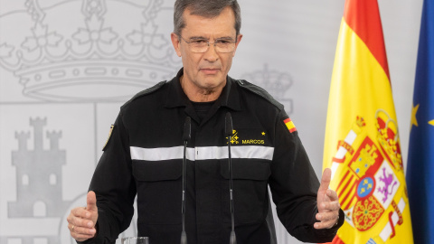 Javier Marcos, General Jefe de la UME ha comparecido hoy en Moncloa para para informar sobre los trabajos de rescate tras la DANA. "Paiporta es terrible, pero hay muchos Paiportas"