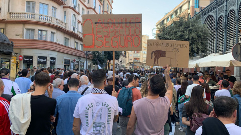 Detalle de la manifestación de Málaga, este sábado.