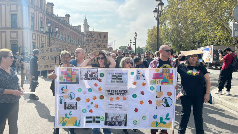 Detalle de la marcha por la vivienda en Sevilla.