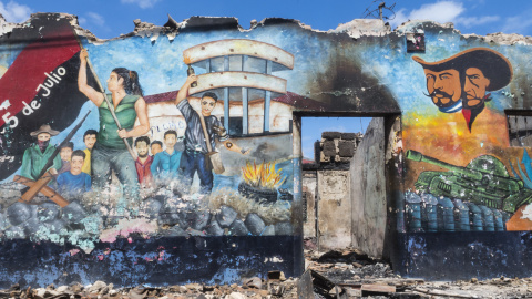 Mural de casa sandinista, quemada en las manifestaciones. Jinotepe, Carazo.