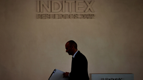 El consejero delegado de Inditex, Óscar García Maceiras, durante la presentación de los resultados de la multinacional en el ejercicio fiscal 2022. EFE/Cabalar