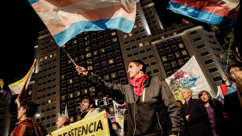 Manifestación de la 'Federación Plataforma Trans' en Madrid a 12 de noviembre de 2022