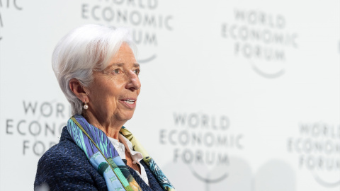 La presidenta del BCE, Christine Lagarde, durante el Foro de Davos, en Suiza, a 19 de enero de 2023.