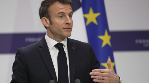 El presidente de Francia, Emmanuel Macron, durante una rueda de prensa en París, a 10 de marzo de 2023.