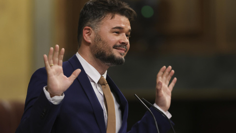 El diputado de ERC Gabriel Rufián interviene durante el debate de la moción de censura de VOX.