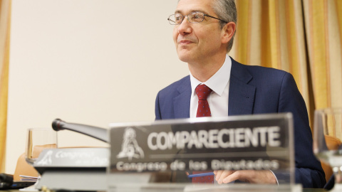 El gobernador del Banco de España, Pablo Hernández de Cos, durante una comparecencia en la Comisión de Asuntos Económicos del Congreso de los Diputados. E.P./Eduardo Parra