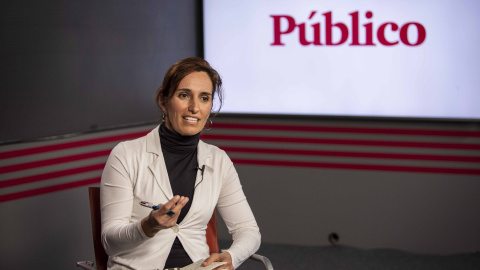 Mónica García, líder de Más Madrid y de la oposición en la cámara autonómica., durante su entrevista con 'Público'. JAIRO VARGAS