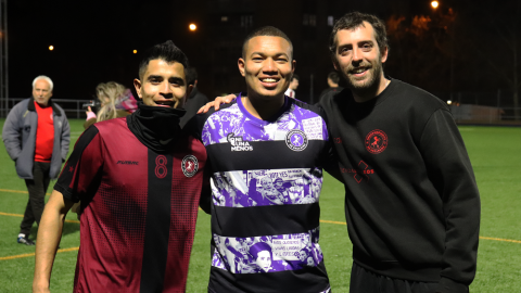 17/03/2023. Los jugadores del Independiente tras el entrenamiento, a 8 de marzo, en Madrid.