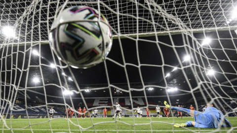 Foto de archivo de una portería durante la Copa Mundial de la FIFA Qatar 2022.