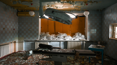 Un hospital destruido en la Lyman, en la región ucraniana de Donetsk.