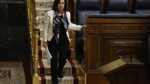 29/03/2023.- La ministra de Defensa, Margarita Robles durante la sesión de control al Gobierno celebrada este miércoles en el Congreso de los Diputados en Madrid. EFE/ Juan Carlos Hidalgo