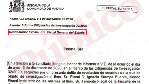 Correo electrónico enviado por el exfiscal jefe de Madrid a Dolores Delgado