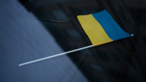 Bandera de Ucrania, en Lviv (Ucrania).