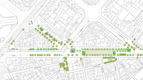 Àrea afectada per la remodelació de la ronda de Sant Antoni de Barcelona