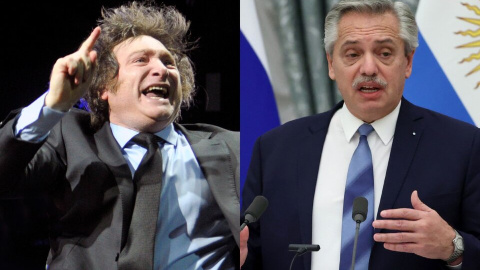 El diputado neoliberal argentino Javier Milei (i) y el presidente, Alberto Fernández (d)